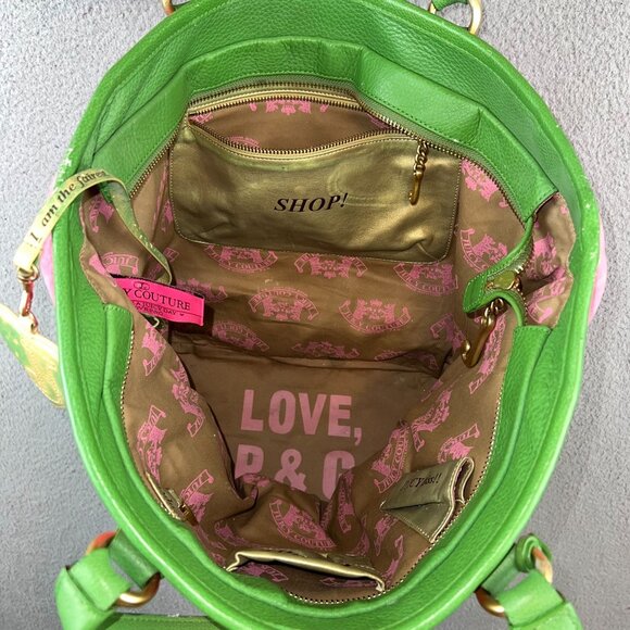 Vintage Y2K Rare Juicy Couture Pink and Green Tote Bag Purse - Picture 9 of 15